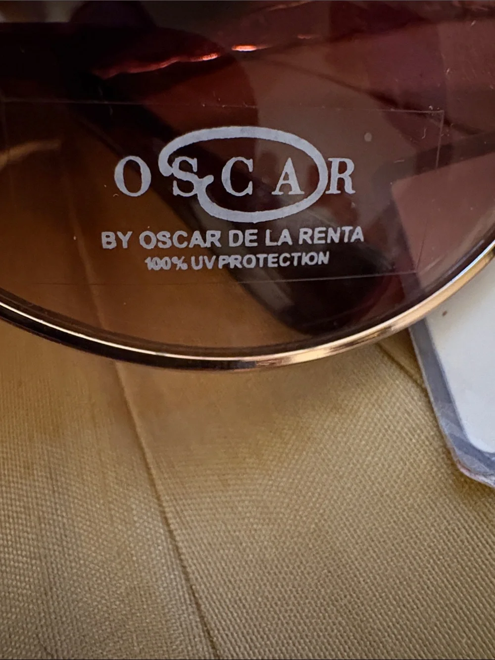 NWT Oscar de la Renta Gold Frame Brown Lens Aviator Sunglasses with Orange Pouch